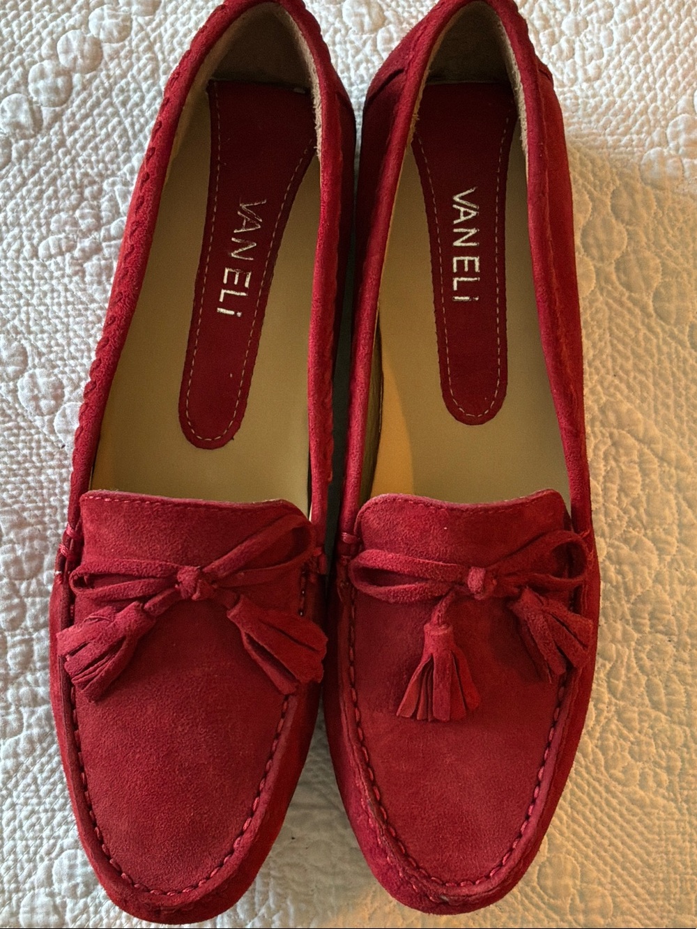 Vaneli Red Women's Slip-On Driving Shoes